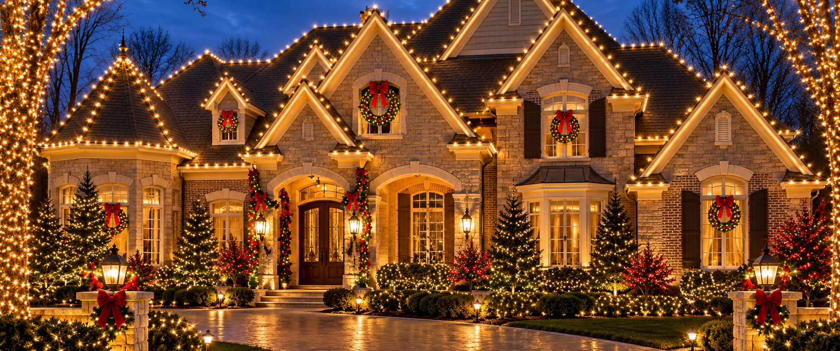 Estate residential full property Christmas light display